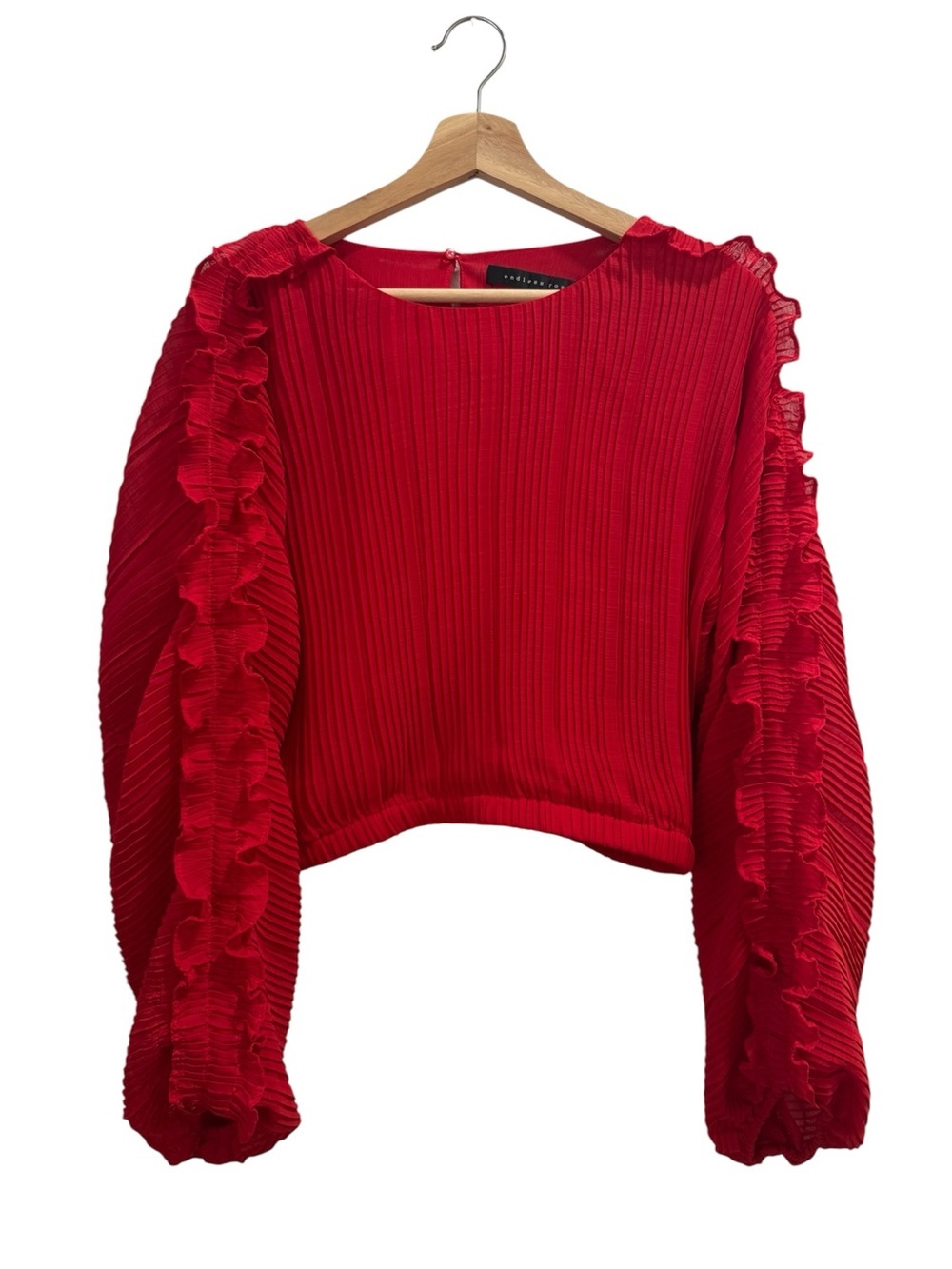 Endless Rose Red Ruffle-Trim Cropped Blouse - Picture 2 of 6